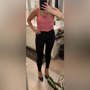 Red Checkered Smocked Tank Top with Bow detail